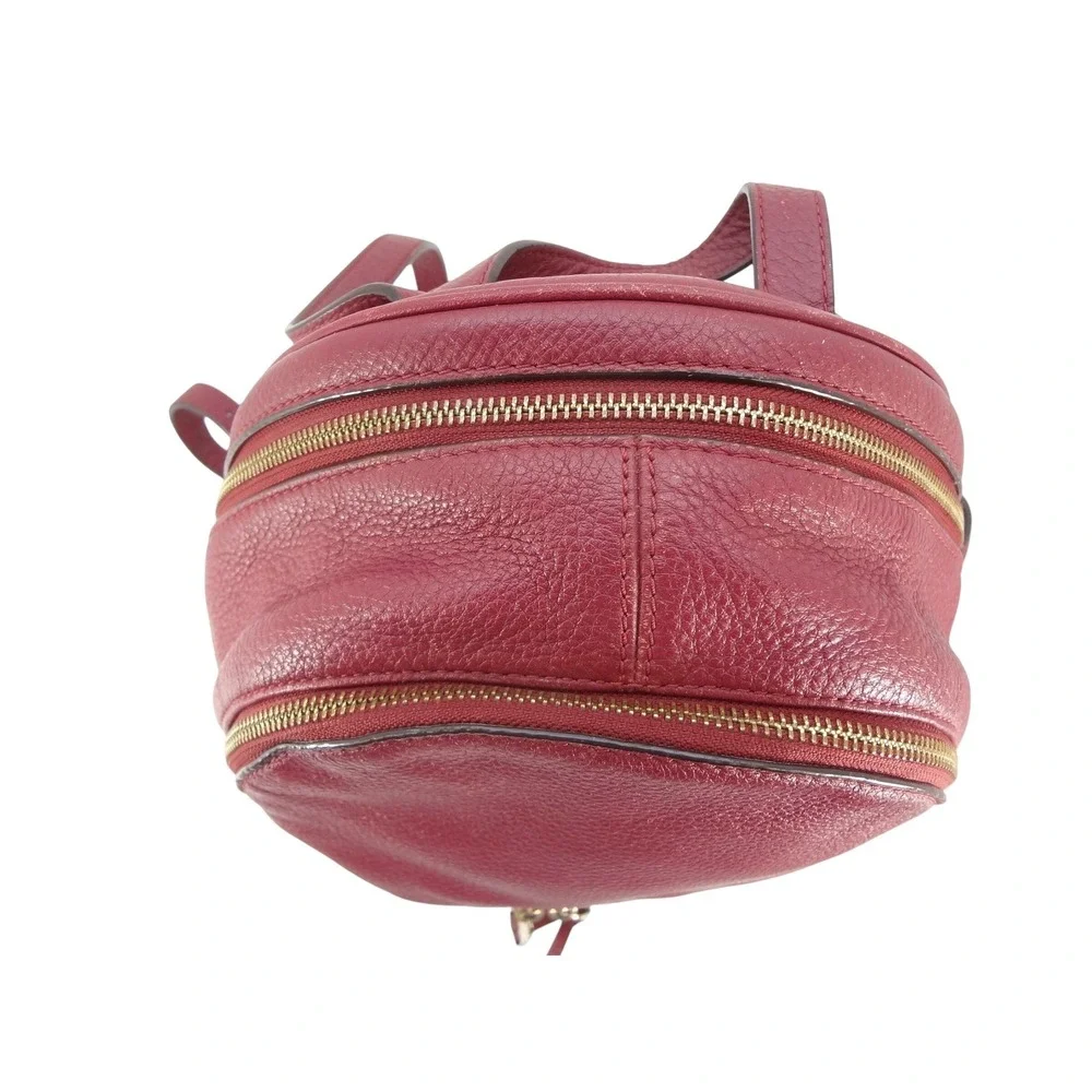 Michael Kors Rhea Medium‎ Pebbled Leather Backpack Cherry Gold Hardware Bag